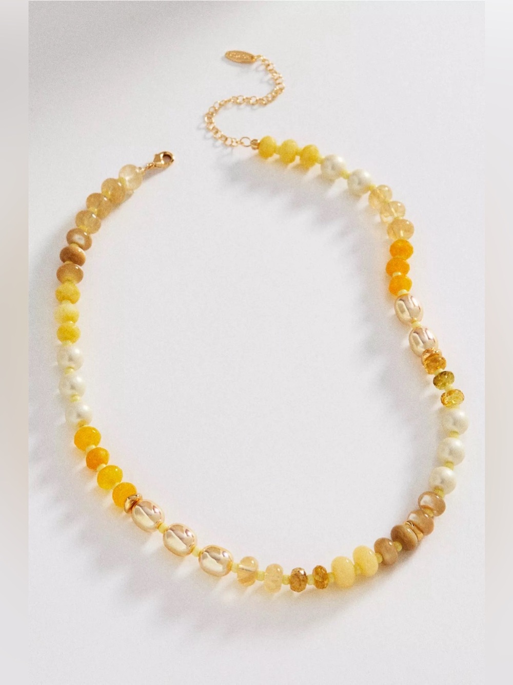 NWT Anthropologie Rainbow Stone Necklace, Butter Yellow
